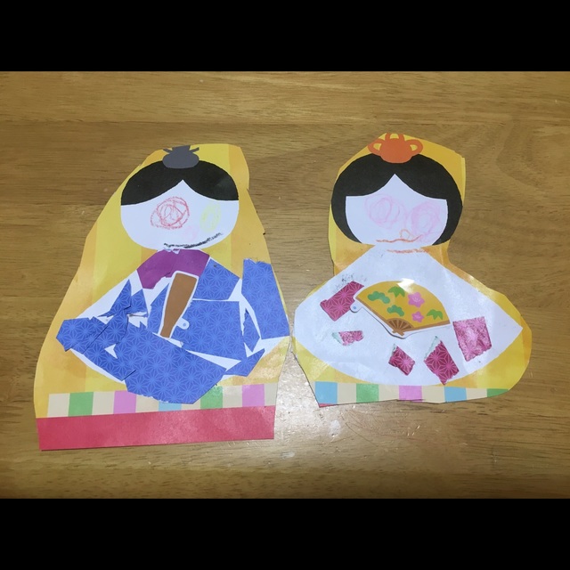 【みんなの投稿】色紙をちぎって作ったお雛様 【みんなの投稿】色紙をちぎって作ったお雛様