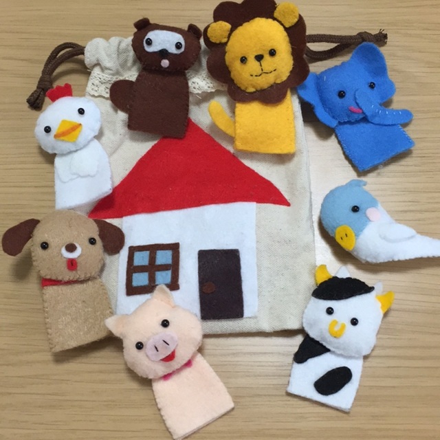 【みんなの投稿】動物指人形 動物村の広場 【みんなの投稿】動物指人形 動物村の広場