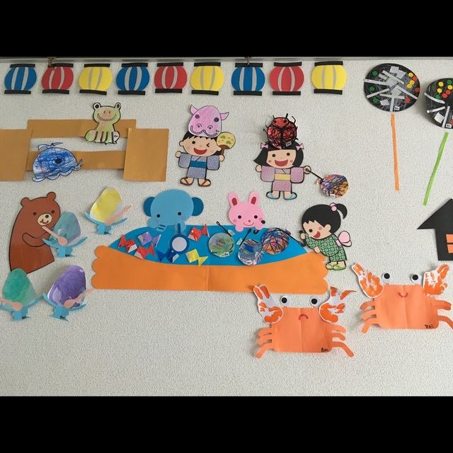 【みんなの投稿】☆3歳児7月壁面 【みんなの投稿】☆3歳児7月壁面