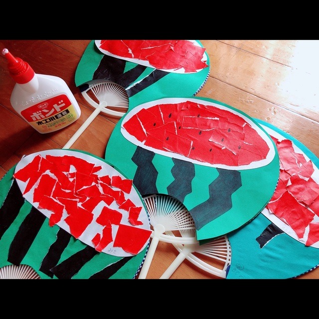 【みんなの投稿】【スイカうちわ】 【みんなの投稿】【スイカうちわ】