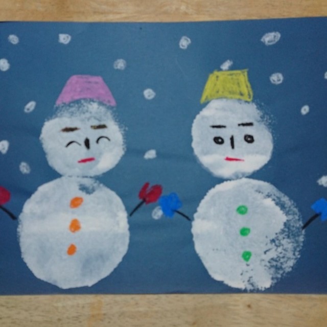 【みんなの投稿】スポンジで雪だるま 【みんなの投稿】スポンジで雪だるま