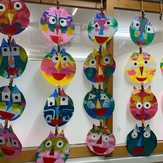 【みんなの投稿】⦅鬼のお面⦆デカルコマニー 【みんなの投稿】⦅鬼のお面⦆デカルコマニー