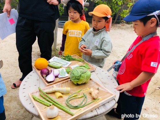 季節のお野菜コーナー(佐賀県佐賀市ーおへそこども園) 季節のお野菜コーナー(佐賀県佐賀市ーおへそこども園)