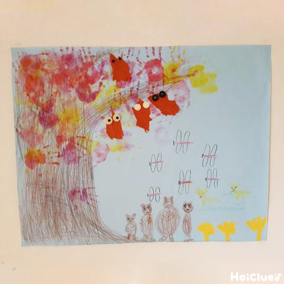 みのむしと秋の森〜友だちと作っても楽しいお絵描きあそび〜