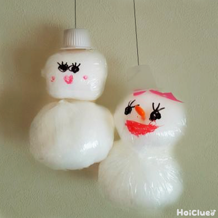 雪だるまオーナメント〜作り方がおもしろい♪フワフワ製作遊び〜