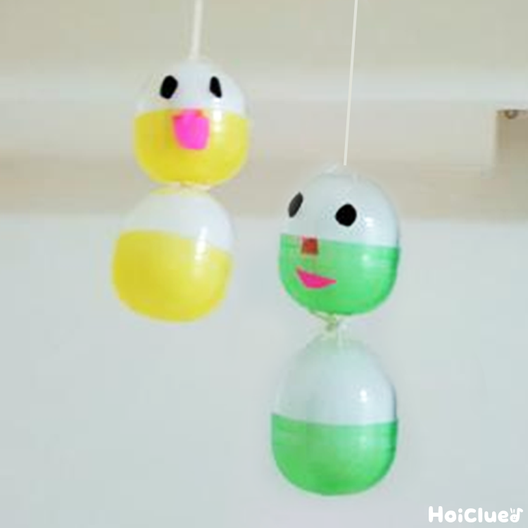 雪だるまモビール〜ガチャ玉で作るゆらゆら飾り〜