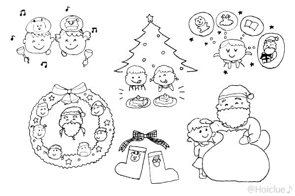 クリスマスにちなんだイラスト（おたよりカット・挿し絵）