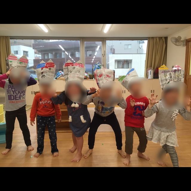 【みんなの投稿】新聞紙で鬼のかぶり物