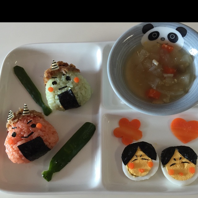 【みんなの投稿】鬼ぎりおかめゆで卵