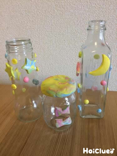 夜空の空きビン〜紙粘土で手軽にデコレーション〜