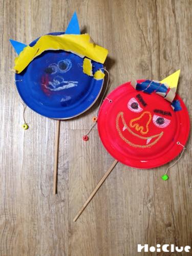 鬼のでんでん太鼓〜乳児さんも楽しめる手作りおもちゃ〜