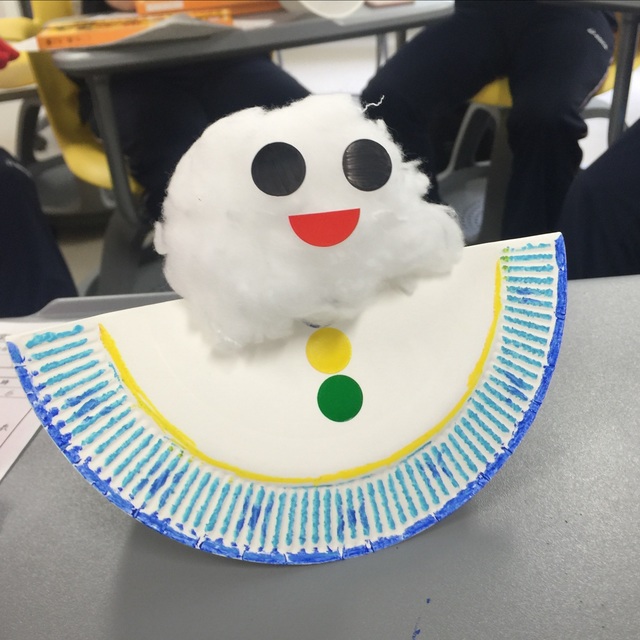 【みんなの投稿】【紙皿ゆらゆら雪だるま】