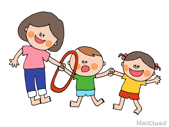 フープくぐり〜しっかりつないで！ぬくもり感じる親子競技〜