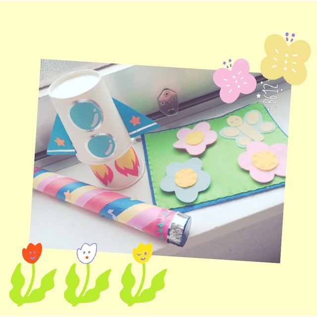 【みんなの投稿】乳児おもちゃ『とびでるロケット』『ぺりぺりお花』『がらがらマラカス』