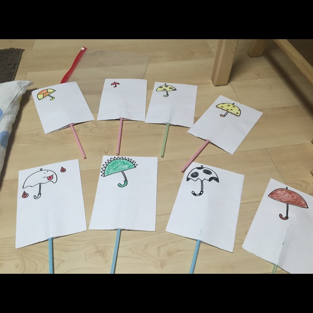 【みんなの投稿】ペープサートくるくる傘  裏面