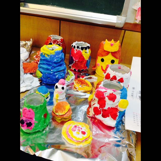 【みんなの投稿】紙粘土製作 ペン立て 年中