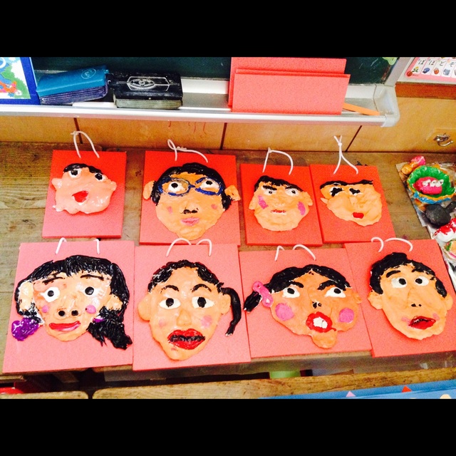 【みんなの投稿】紙粘土製作 自画像 年長