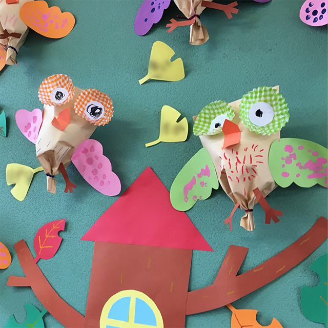 【みんなの投稿】壁面 秋 ふくろう