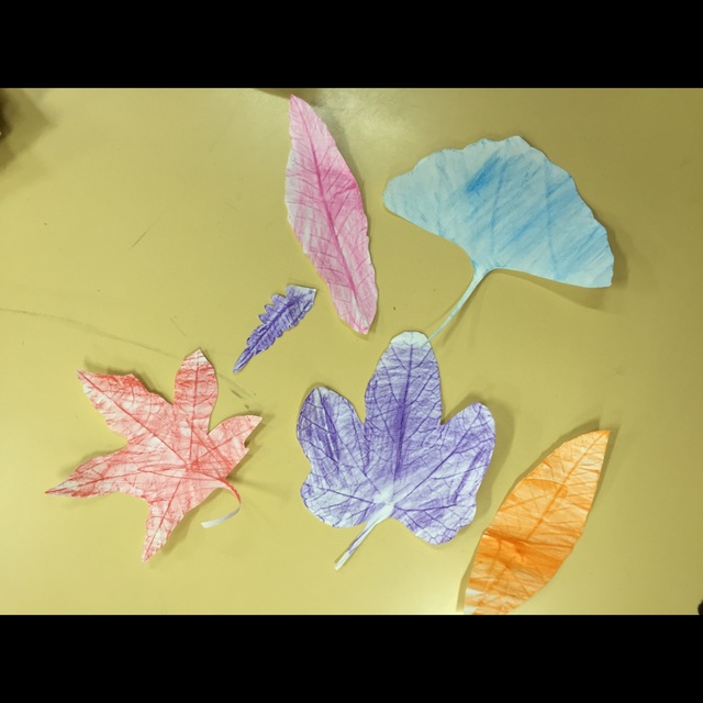 【みんなの投稿】【落ち葉でフロッタージュ】