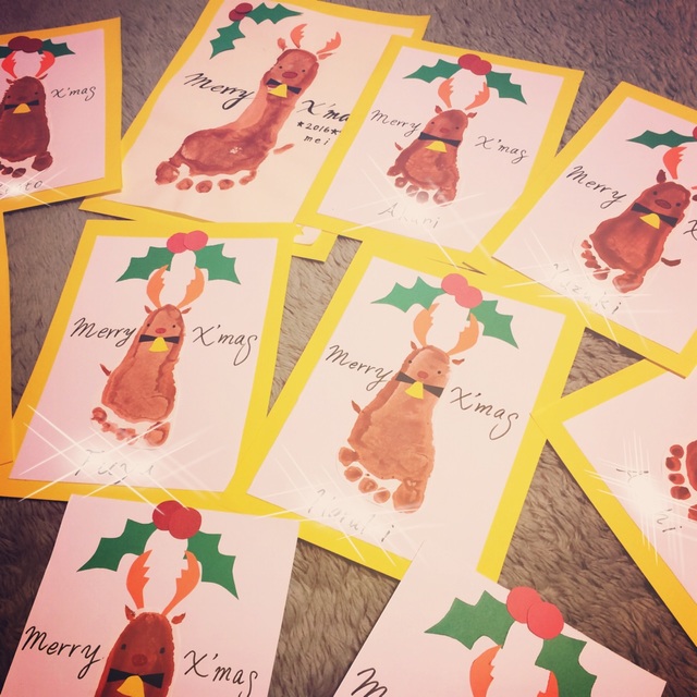 【みんなの投稿】0歳児足型アートトナカイ