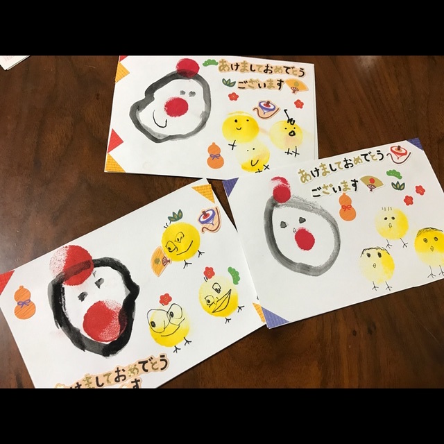 【みんなの投稿】年賀状製作  4歳児