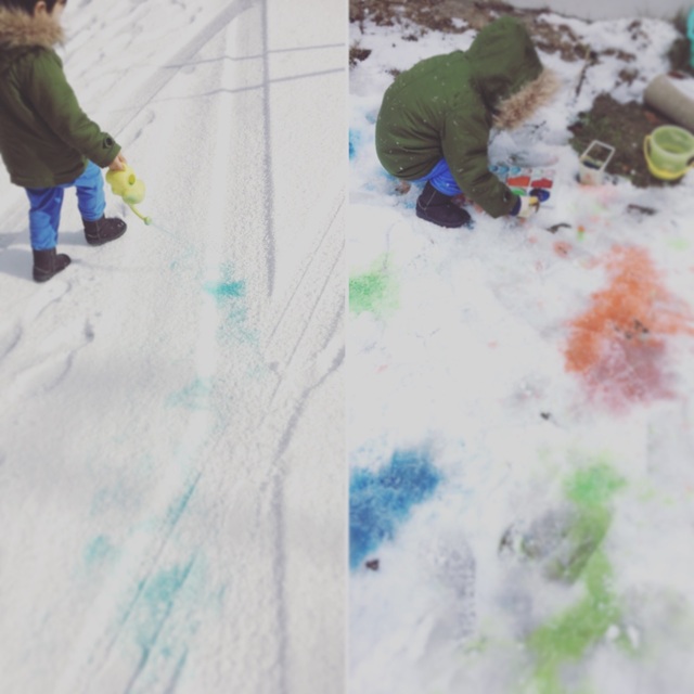 【みんなの投稿】＊３歳＊雪の上でお絵描き☃️
