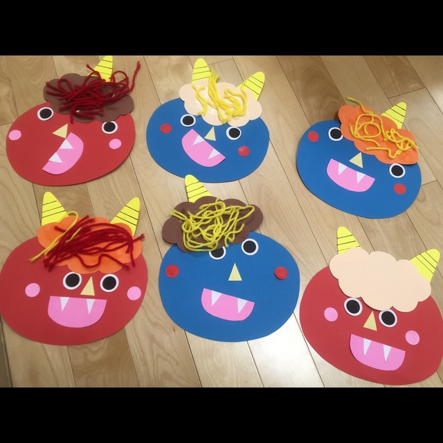 【みんなの投稿】鬼のお面 0歳児クラス