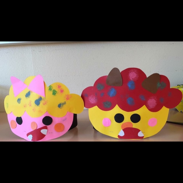 【みんなの投稿】2歳児の鬼の面です。