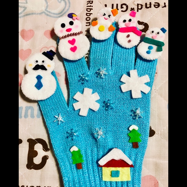 【みんなの投稿】雪だるまのチャチャチャ☆手袋シアター