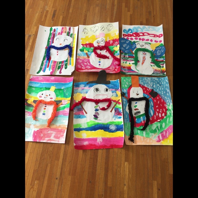 【みんなの投稿】年長★指編みマフラー付き✴︎雪だるま