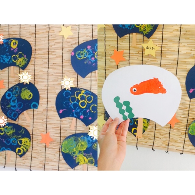 【みんなの投稿】【野菜スタンプ/手形 うちわ】