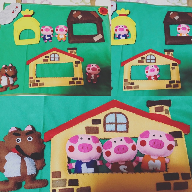 【みんなの投稿】【3匹の子ブタのタペストリー】