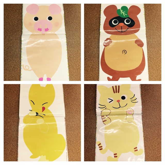 【みんなの投稿】大型絵本風こぶた、たぬき、きつね、ねこ