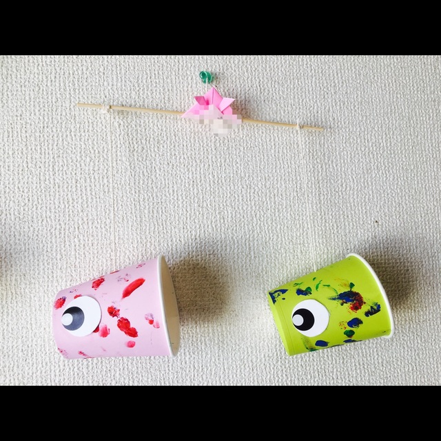 【みんなの投稿】こいのぼり☺︎紙コップで指スタンプ❤︎
