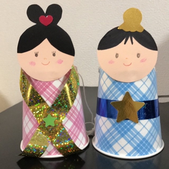 【みんなの投稿】紙コップ人形の織姫&彦星