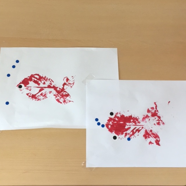 【みんなの投稿】「紫陽花の葉っぱでスタンプ」