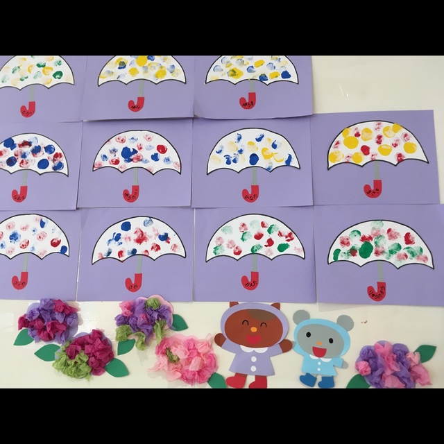【みんなの投稿】【水玉模様の傘】1歳児 【みんなの投稿】【水玉模様の傘】1歳児