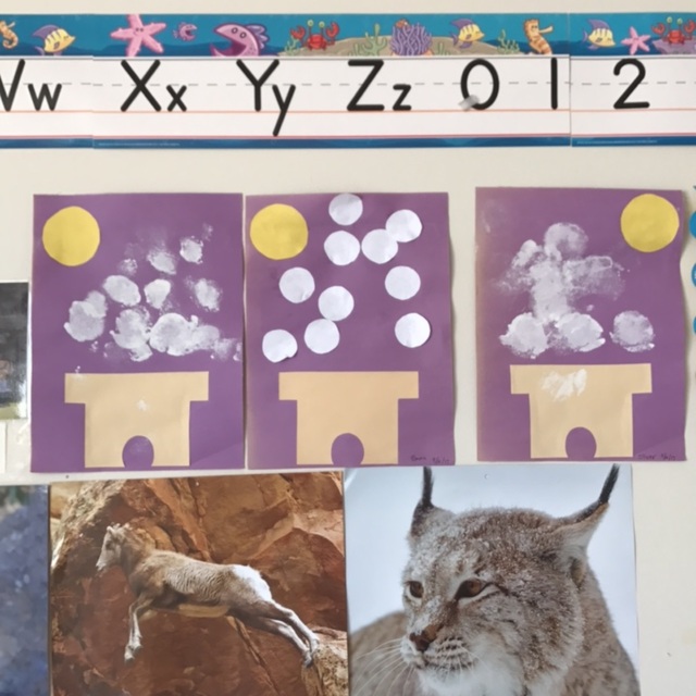 【みんなの投稿】【お月見】1歳児 たんぽでお団子表現