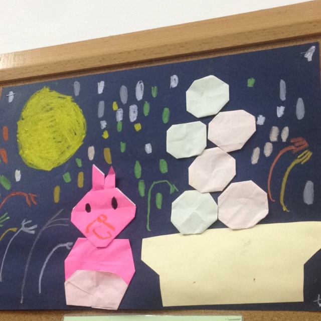 【みんなの投稿】3歳児　お月見　折り紙製作