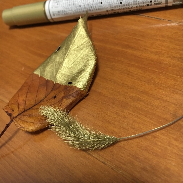 【みんなの投稿】落ち葉に油性ペンでお絵かき