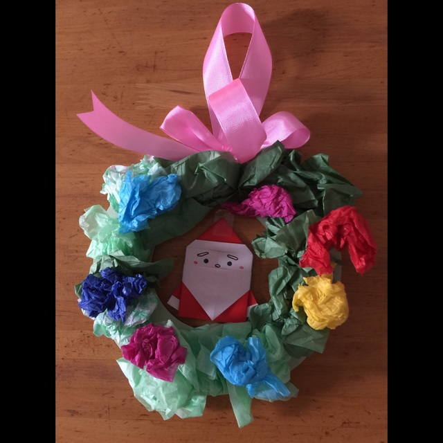 【みんなの投稿】【お花紙でクリスマスリース】
