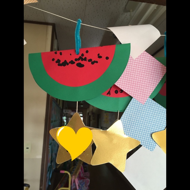 【みんなの投稿】1歳児 夏の作品 七夕の笹飾り