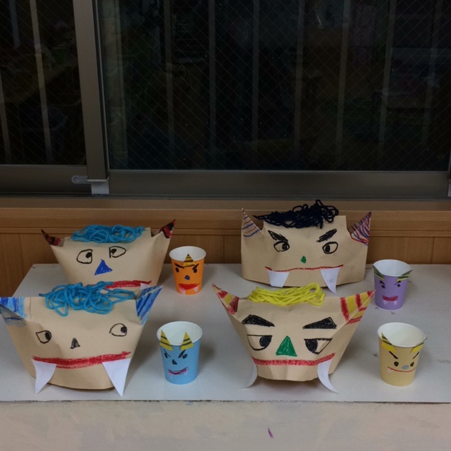 【みんなの投稿】【鬼のお面と豆入れ】