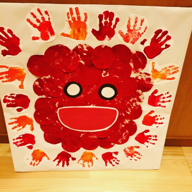 【みんなの投稿】手形、指絵の具太陽 【みんなの投稿】手形、指絵の具太陽