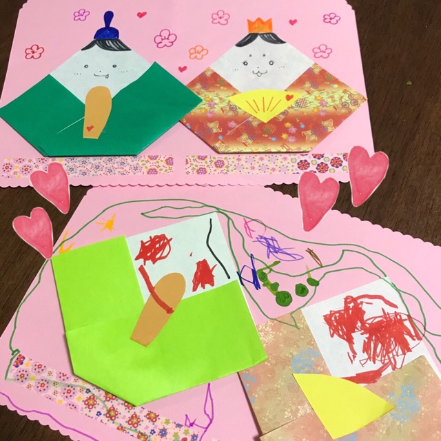 【みんなの投稿】【折り紙で簡単おひなさま】