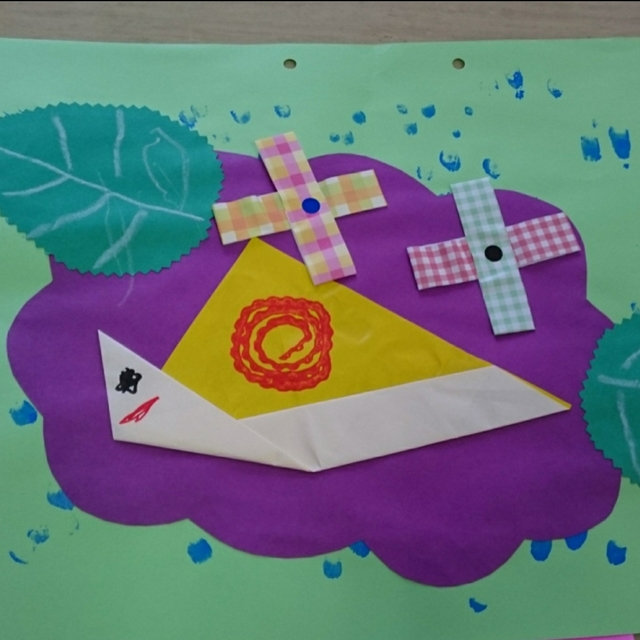 【みんなの投稿】６月の製作(０、１歳児)あじさいとカタツムリ