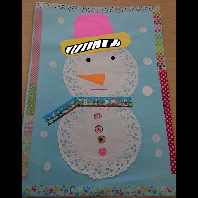 【みんなの投稿】１２月の製作(０、１歳児)雪だるま