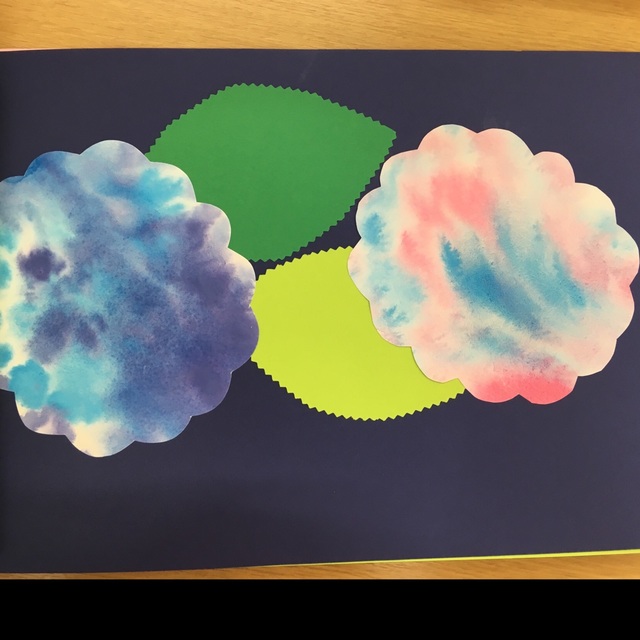 【みんなの投稿】６月製作  にじみ絵  あじさい