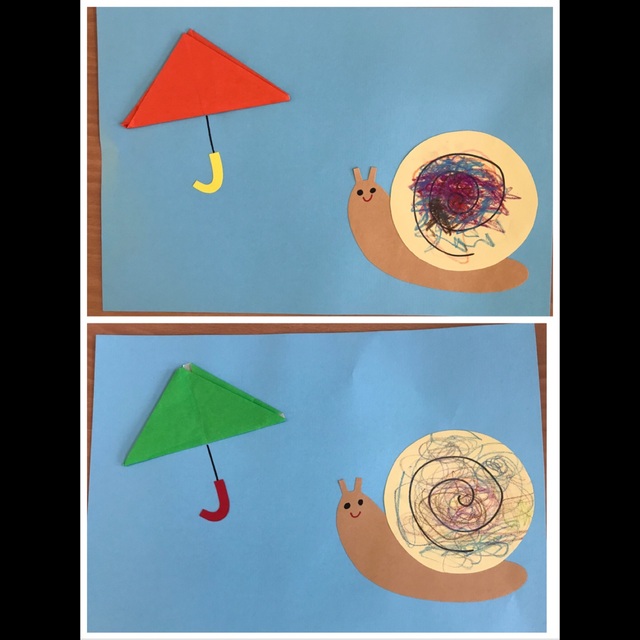 【みんなの投稿】折り紙の傘とカタツムリ