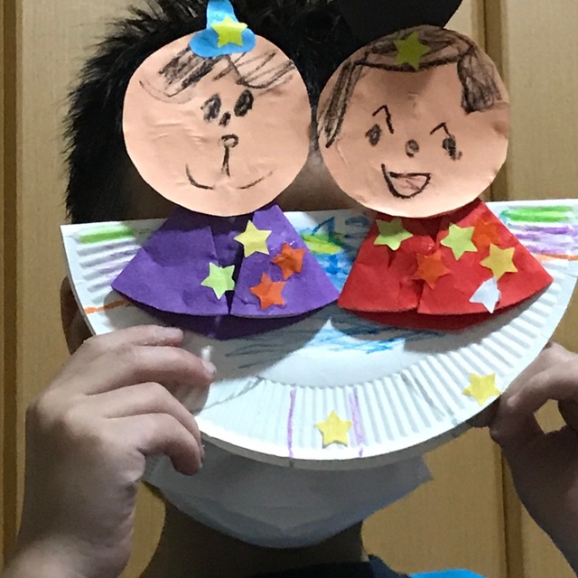 【みんなの投稿】紙皿でゆらゆら彦星さまと織姫さま♥︎︎